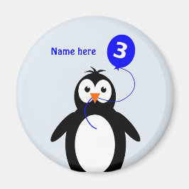 Name Pinguin 3. Geburtstag blau hinzufügen Magnet