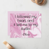 Name, Pink and White Marbled Ink All-Occasion Flat Mitteilungskarte (Vorderseite/Rückseite Beispiel)