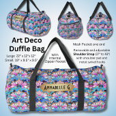 Name Pink Blue Art Deco Abstrakte Blume hinzufügen Duffle Bag