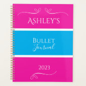 Name Pink Blue Modern Bullet Journal Planer (Vorderseite)
