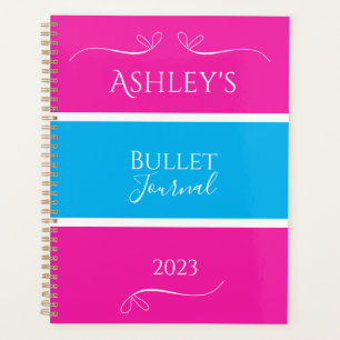 Name Pink Blue Modern Bullet Journal Planer