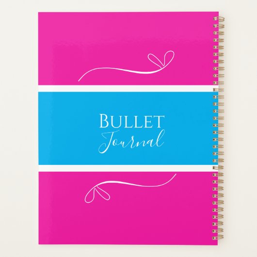 Name Pink Blue Modern Bullet Journal Planer (Rückseite)
