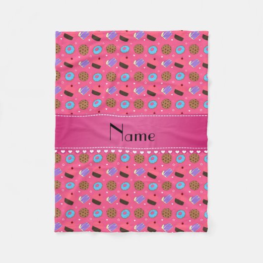 Name Pink cupcake donuts Kuchen Cookies Fleecedecke (Vorderseite)