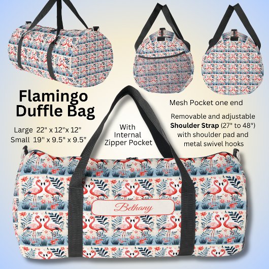 Name Pink Flamingo Design hinzufügen Duffle Bag