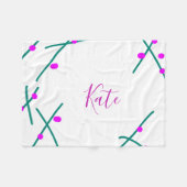 Name Pink-Grüner Kirschbaum Boho Retro Rustikal Fe Fleecedecke (Vorderseite (Horizontal))