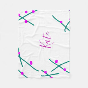 Name Pink-Grüner Kirschbaum Boho Retro Rustikal Fe Fleecedecke