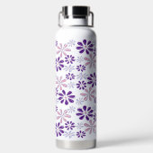 Name Pink Indigo Blue Blume Doodle Muster Trinkflasche (Rückseite)