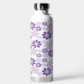 Name Pink Indigo Blue Blume Doodle Muster Trinkflasche (links)