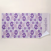 Name Pink Indigo Blume Doodle Strandtuch (Vorderseite)
