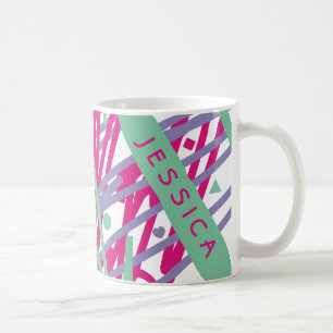 Name Pink Lila Aquamarine Formen Bonbons Abstrakt Kaffeetasse