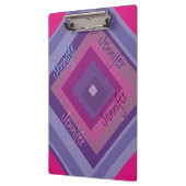 Name Pink Lila Diamond Muster Asymmetrische Kunst Klemmbrett (Links)