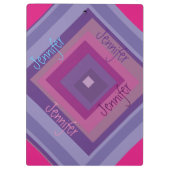 Name Pink Lila Diamond Muster Asymmetrische Kunst Klemmbrett (Rückseite)