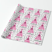 Name Pink Party Hat 30. Geburtstag Geschenkpapier (Ungerollt)