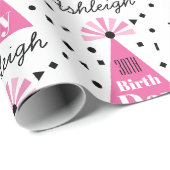Name Pink Party Hat 30. Geburtstag Geschenkpapier (Rolleneckpunkt)