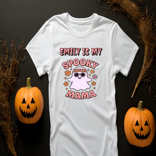 Name Pink Retro Ghost Spooky Mama Halloween T-Shirt