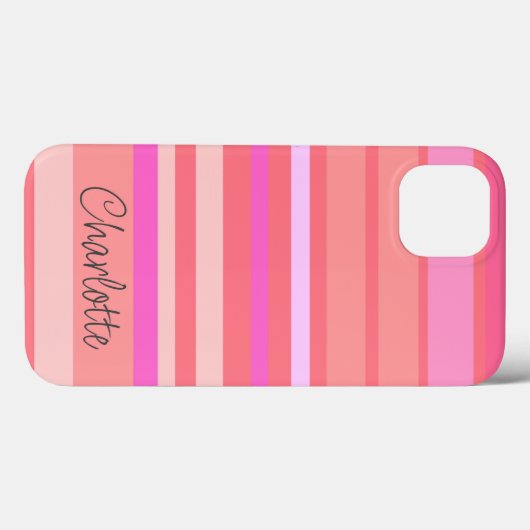Name | Pink Strip Script Case-Mate iPhone Hülle (Rückseite (Horizontal))