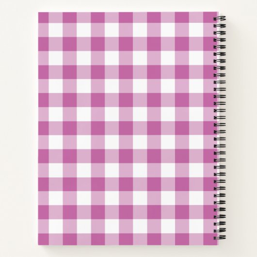 Name Pink & White Gingham Checkered Pattern Editor Notizblock (Rückseite)