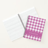 Name Pink & White Gingham Checkered Pattern Editor Notizblock (Innenseite)