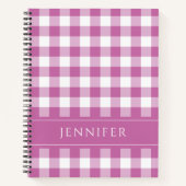 Name Pink & White Gingham Checkered Pattern Editor Notizblock (Vorderseite)