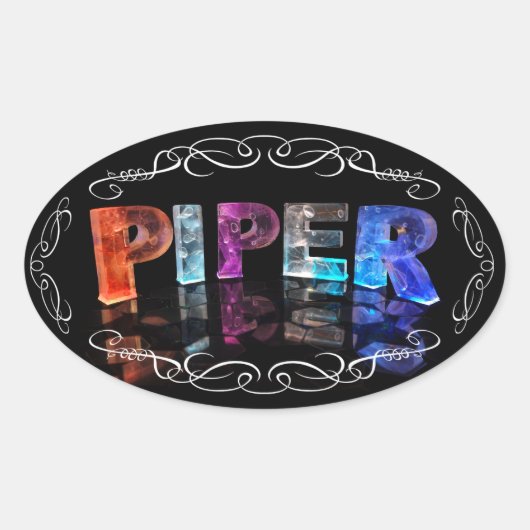 Name Piper - Name in Lights (Foto) Ovaler Aufkleber (Vorderseite)