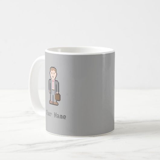 Name-Pixel-Beruf Kaffeetasse (Vorderseite Links)