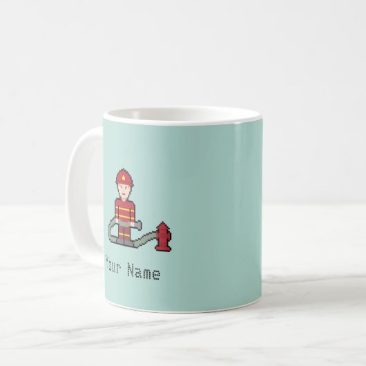 Name-Pixel-Feuerwehrmann Kaffeetasse (Vorderseite Links)