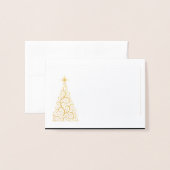 Name Place Card Gold Foiled ChristmasTree Folienkarte (Vorderseite mit Umschlag)