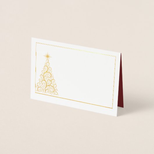 Name Place Card Gold Foiled ChristmasTree Folienkarte (Vorderseite)