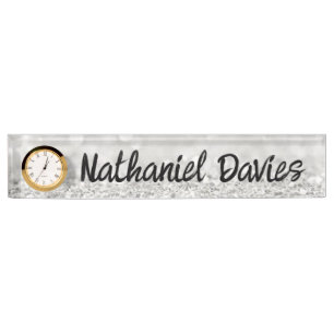 Name Plakat des Silver Glitzer Namensplakette