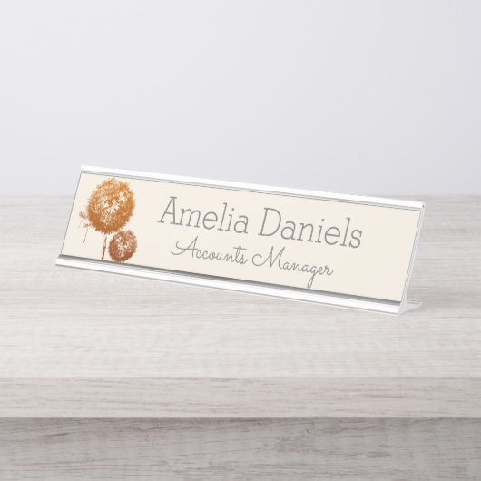 Name Plakette für die hübsche Wildblume Schreibtischnamensplakette (Vorderseite )