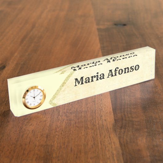 Name Plate Beige Gold Streifen Namensplakette (Seite)