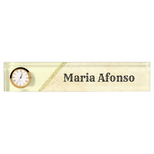 Name Plate Beige Gold Streifen Namensplakette (Vorderseite)