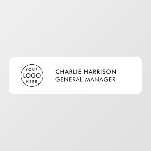 Name Plate Office Door Business Logo Modern White Fensteraufkleber (Blatt)