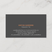 Name Plate - Schwarz auf Orange f79256 Visitenkarte (Rückseite)
