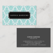 Name Plate v3 - Damask - Aqua Visitenkarte (Vorne/Hinten)