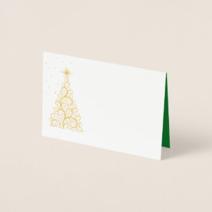 Name Platzkarte Gold Foiled Christmas Tree & Stars Folienkarte
