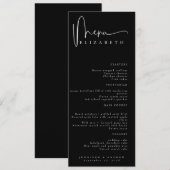 Name Platzkarte | Menü | Einfache Hochzeitsmenüs Menükarte (Vorne/Hinten)