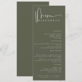 Name Platzkarte | Menü | Einfache Hochzeitsmenüs Menükarte (Vorne/Hinten)