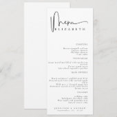 Name Platzkarte | Menü | Einfache Hochzeitsmenüs Menükarte (Vorne/Hinten)