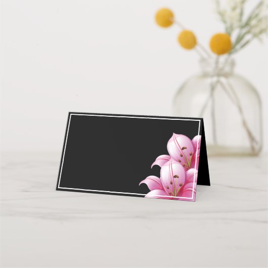 Name Platzkarte-Pink Lilies Platzkarte (Vorderseite)