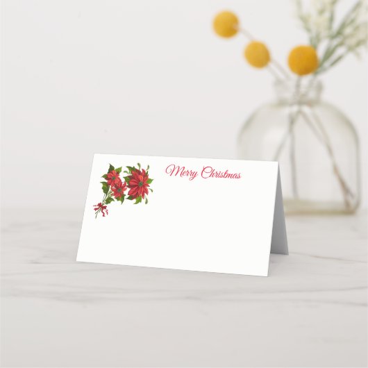 Name Platzkarte-Poinsettias Platzkarte (Vorderseite)