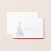 Name Platzkarte SLVR Foiled Christmas Tree & Stars Folienkarte (Vorderseite mit Umschlag)