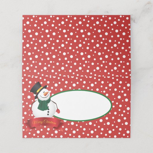 Name Platzkarten Weihnachtsschneemann (Außenseite Aufgefaltet)