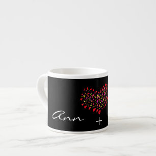Name Plus rotes Herz Datum Espresso Kaffeetasse Be Espressotasse