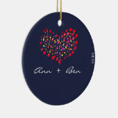 Name Plus Rotes Herz Datum Ornament (Rechts)