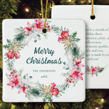 Name Poinsettia Red Green Wreath Weihnachtsgedicht