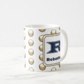 Name Polka Dot Bold Blue Initial Kaffeetasse (VorderseiteRechts)