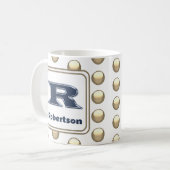 Name Polka Dot Bold Blue Initial Kaffeetasse (Vorderseite Links)