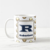 Name Polka Dot Bold Blue Initial Kaffeetasse (Links)