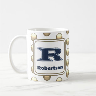 Name Polka Dot Bold Blue Initial Kaffeetasse